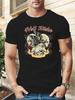 Hell Rider Eagle Skull & Floral Graphic T-shirt - Summer Casual Short Sleeve Round Neck Tee