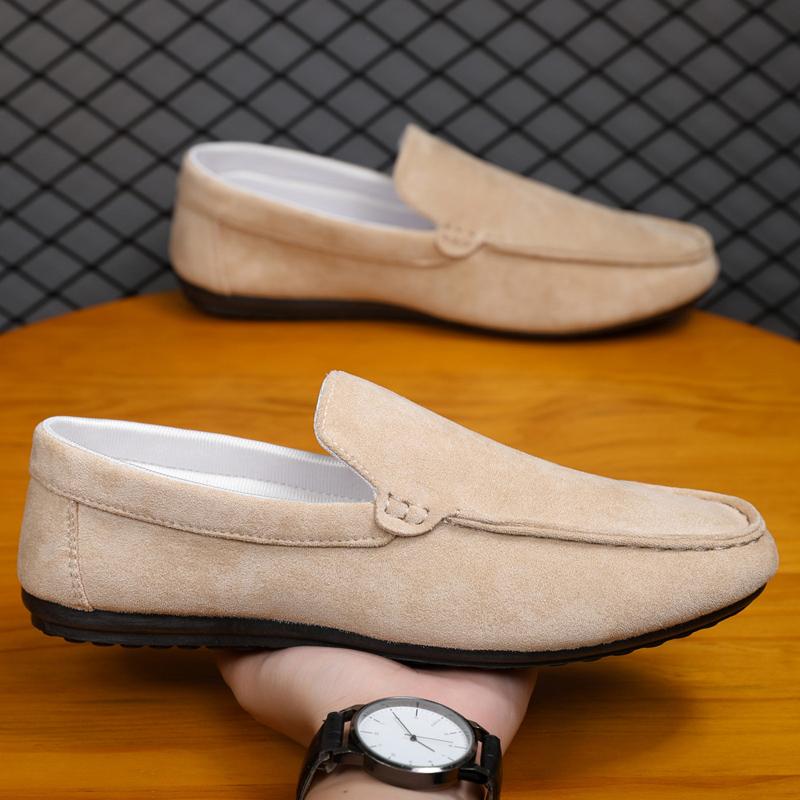 

Новые кожаные мужские повседневные туфли Мужские ленивые туфли Дышащие модные лоферы Комфортные слипоны Туфли для вождения Обувь от люксового бренда Мокасины 39 бежевый