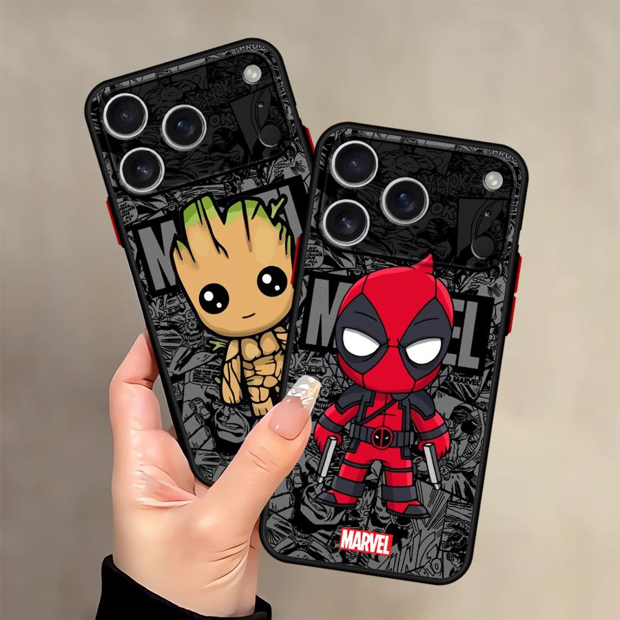 Marvel Groot Deadpool Měkký kryt pro iPhone 16e 15 16 14 Plus 17 Air 7 8 XS Max 12 13 11 17 Pro Max 13 Mini