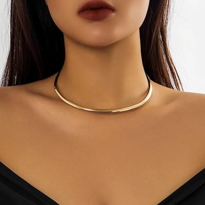 Elegantní jednoduchý robustní kruhový náhrdelník Torques pro ženy Trendy obojek s obojkem Módní šperky na krk Příslušenství pro ženy