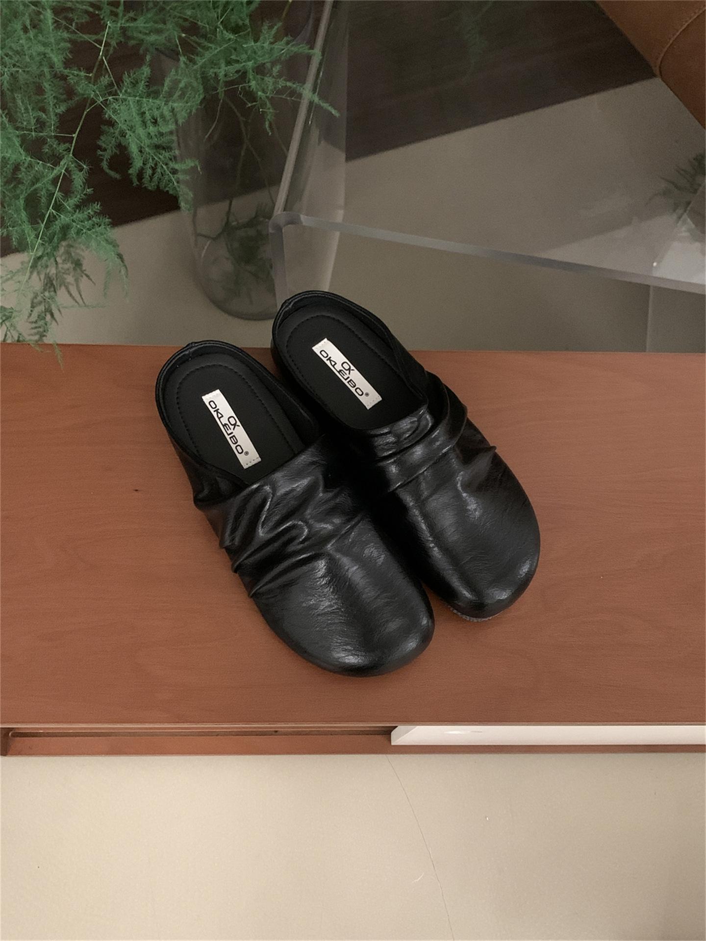 Ретро нишевые цветные баотоу полушлепанцы на одной педали женские 2025 новые уличные ленивые туфли-мюли на платформе 35