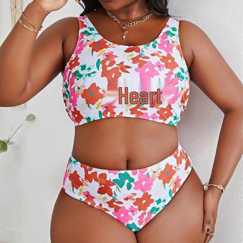 Plus Size 2025 Print Sling Bikini Swimwear for Women