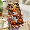 Phone Case: 2D Flat, Suitable for iPhone 18, 17, 16, 15, 14, 13, 12 Pro Protective Case, Phone Decoration, Wearing a Knit Hat and Scarf, Halloween and
