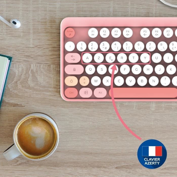 Ensemble Clavier Souris - MOBILITY LAB - Pure Color - Sans Fil - Pavé Numérique Intégré - Rose