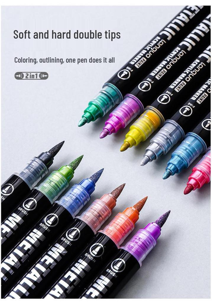 48-Color Blue Fruit Metallic Acrylic Marker Pen Set for Student Art and Drawing