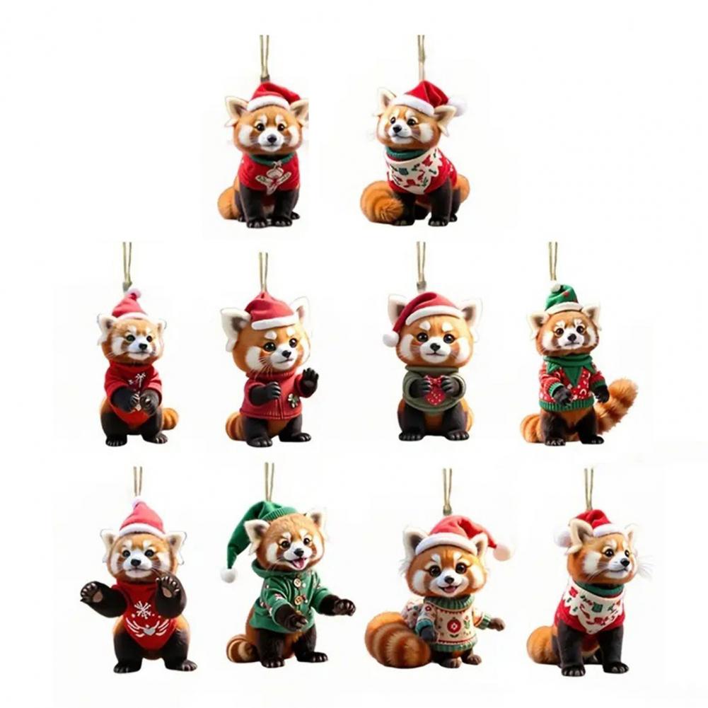 Natural Wood Ornaments Wooden Christmas Ornaments Wooden Raccoon Christmas Ornaments for Holiday Party Decor Set for Christmas