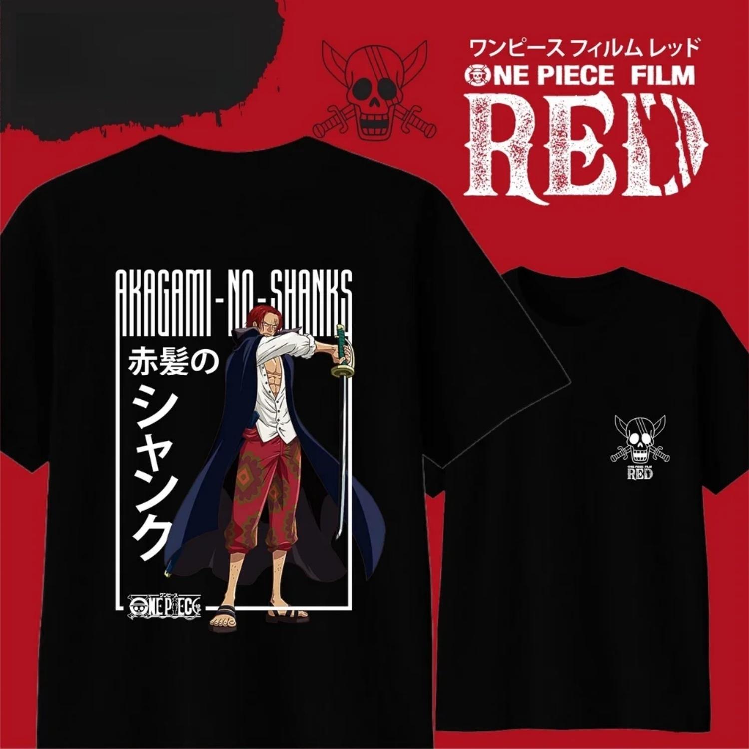 

2026 ONE PIECE FILM RED Anime Graphic TShirt Men Women Cotton Casual Top High Quality Japanese Cartoon Summer Y2k Casual Clothes S чёрный
