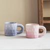 Ceramic solid color mug Home daily drinking cup Breakfast milk Oat cup Round fat handle coffee cup