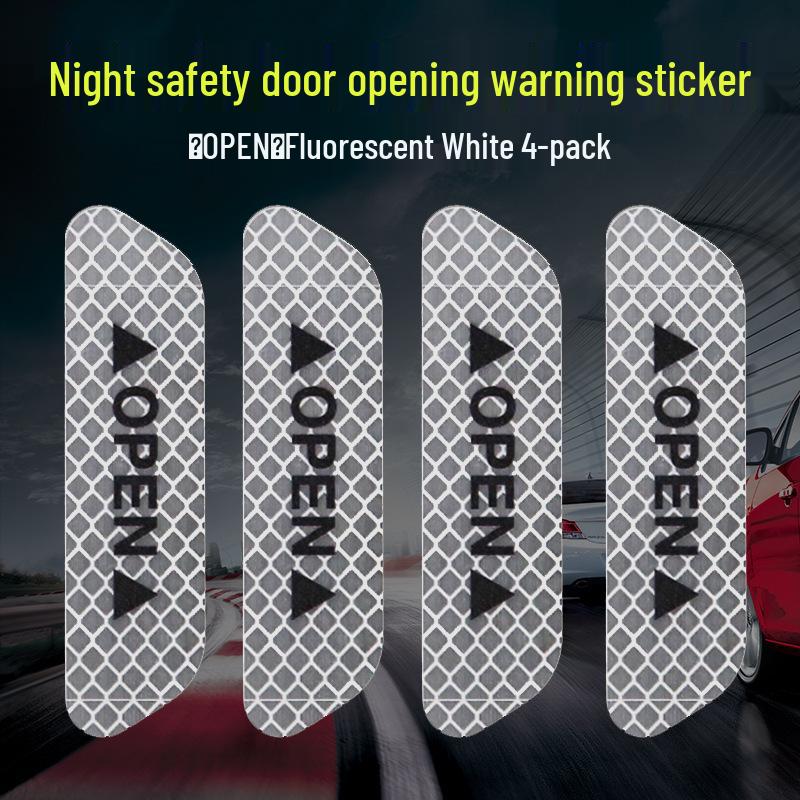 Car Door Reflective Anti-collision Stickers - Set of 4 Safety Warning Stickers for Night Driving