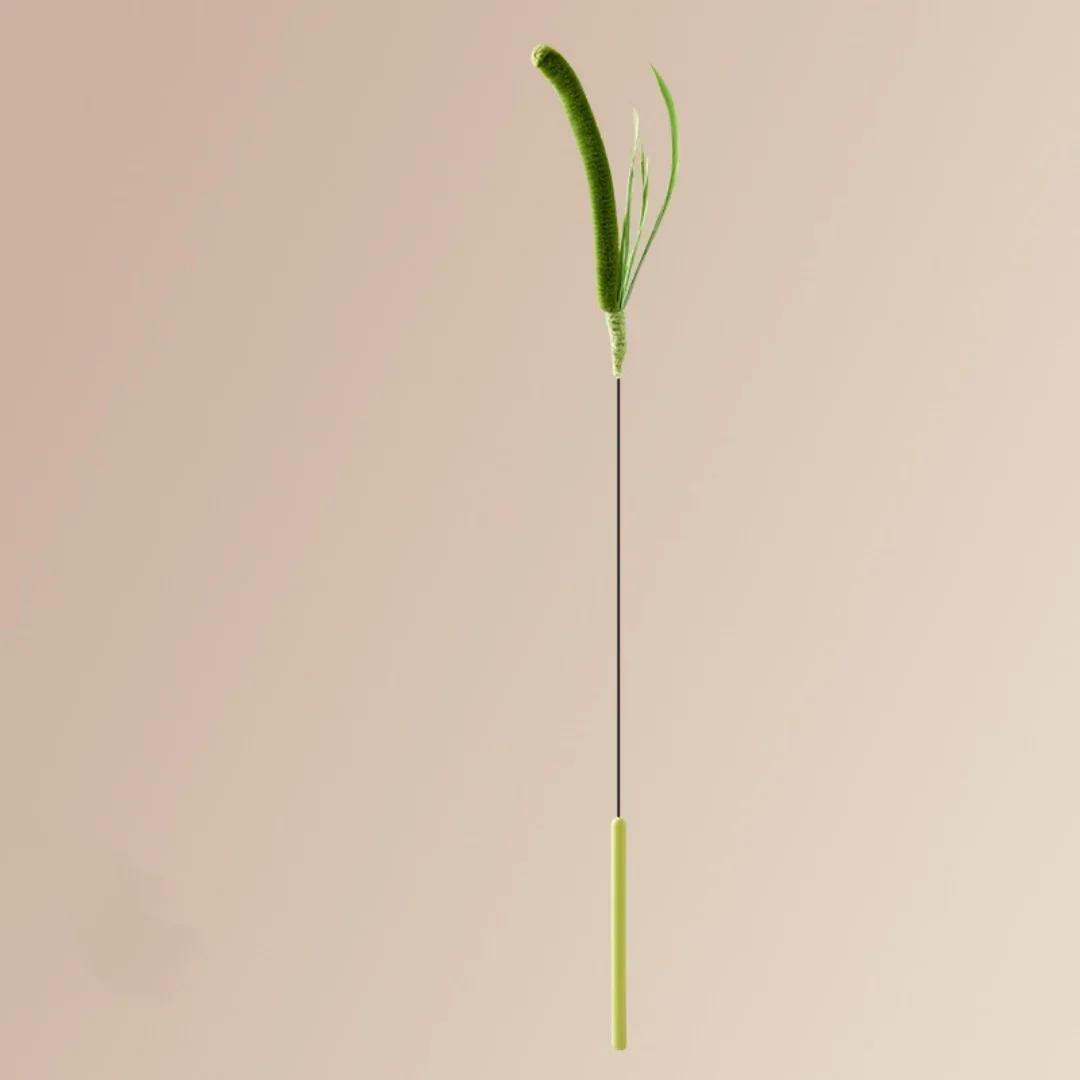 Funny Cat Dog Tail Grass Dog Sage Feather Long Pole Cat Teasing Stick Bite Resistant Self Soothing Tool Cat Toy Pet Supplies зелёный