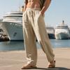 Men’s Linen Casual Loose-Fit Wide-Leg Beach Trousers – Breathable Cotton-Linen Blend