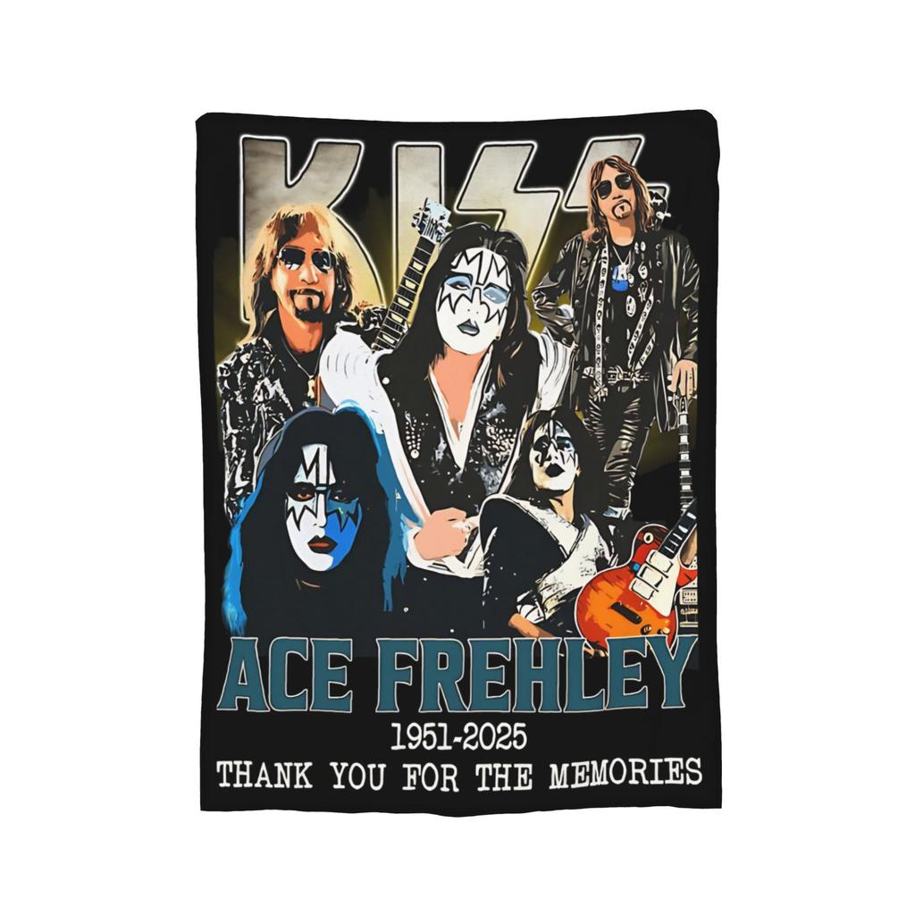 Ace Frehley RIP 1951-2025 Wool Blankets Kiss Band Custom Throw Blankets for Home 200x150cm Rug Piece,