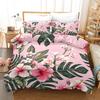 Plant Flower Double Bed Cover Set For Women Girls Print Peach Blossom, Cherry Blossom, Rose Red Pink Comforter Cover Set Queen