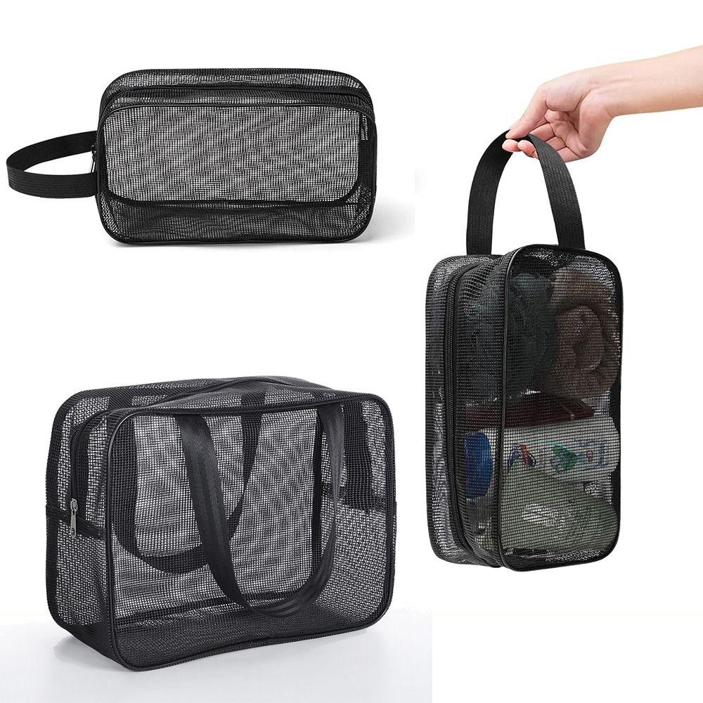 Easily Carry Mesh Shower Bag Portable Cosmetic Organizer Case Lightweight Tote Bag Swimming