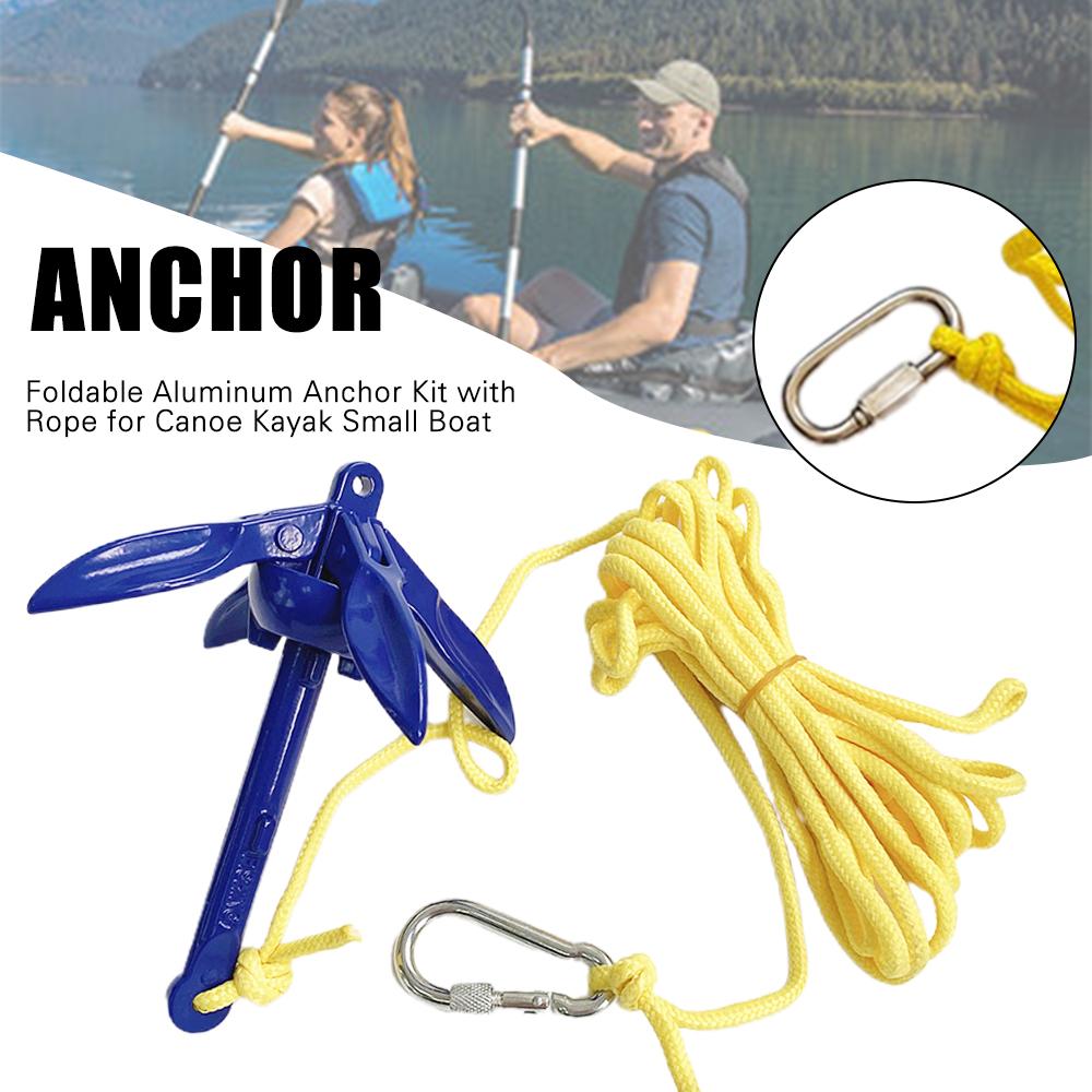 Aluminum Boat Anchors Kit With Rope,Folding Anchor Fishing Accessories,For Canoe Kayak Small Boat,Folding Anchor