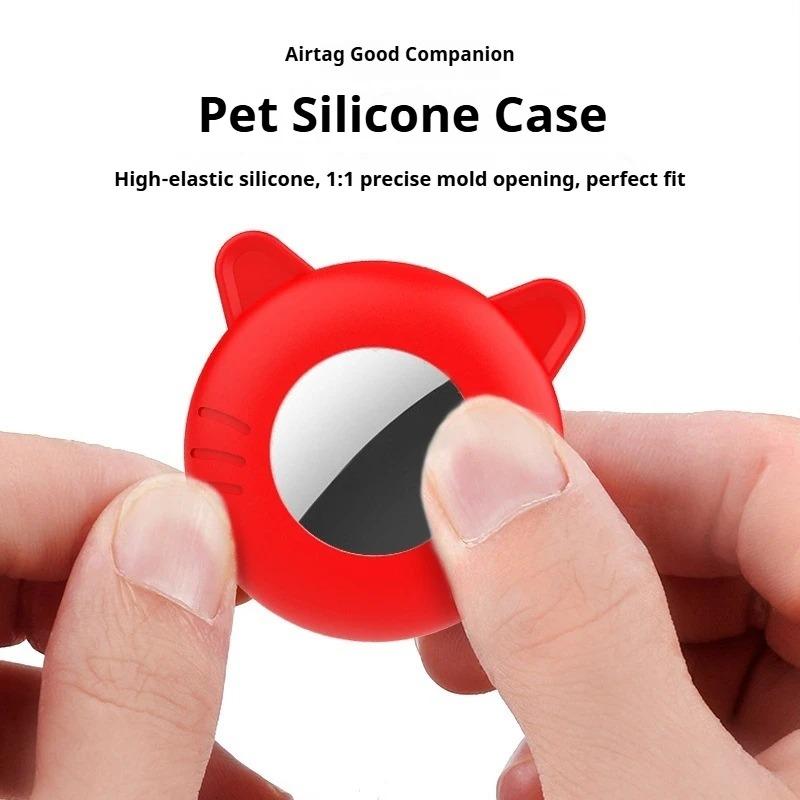 For Airtag Cat Collar Holder Small Air Tag Cat Collar Holder Silicone Case Cover for Cat Dog Pet Collar Harness Loop Supplies