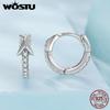 WOSTU 925 Sterling Silver Arrow CZ Hoop Earrings for Women Minimalist Dainty Hypoallergenic Ear Jewelry Wedding Party Gift