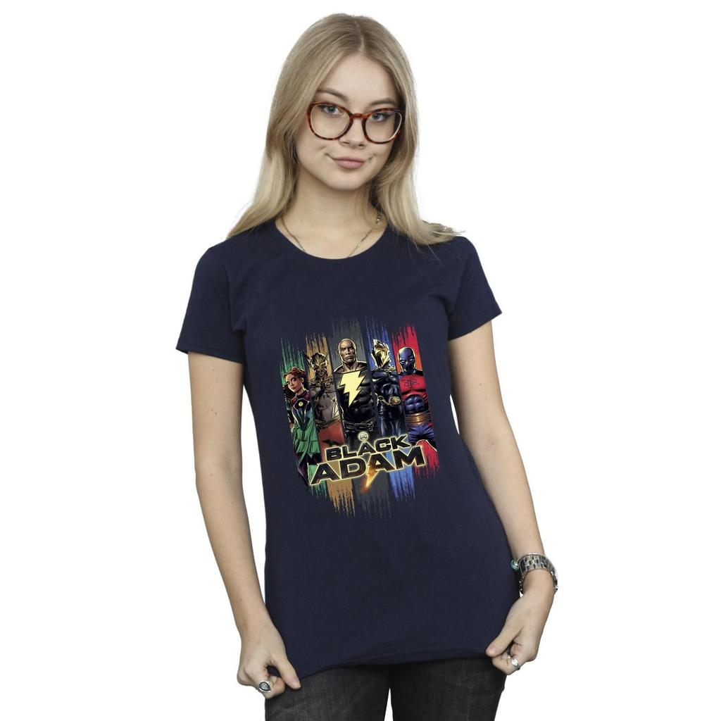 DC Comics Womens/Ladies Black Adam JSA Complete Group Cotton T-Shirt