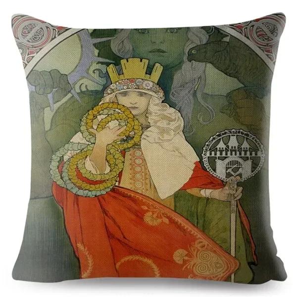 Art Nouveau Mucha Gallery Povlak na polštář Béžový povlak na polštář Autosedačka Home Decor