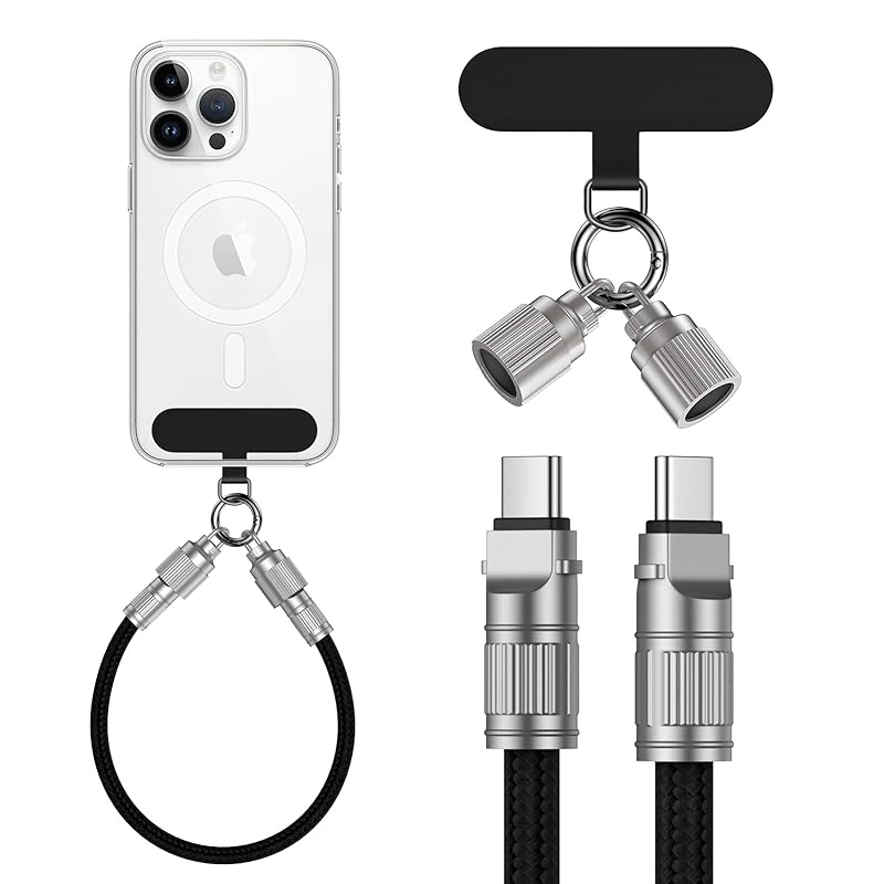 

Ремешок типа C [быстрая зарядка 60 Вт]Кабель для iPhone 16 0,3 м*1 шт. Совместимый с PD кабель для зарядки USB C, MacBook iPad, совместимый с Android Держатель ремешка *1