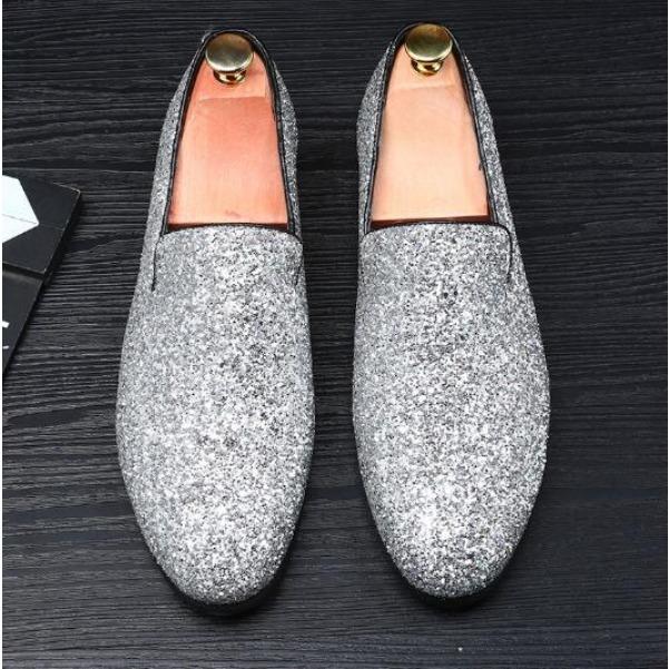 Męskie buty płaskie Brytyjska moda Szpiczaste buty Cekiny Osobowość Buty męskie Duży rozmiar Mokasyny M231