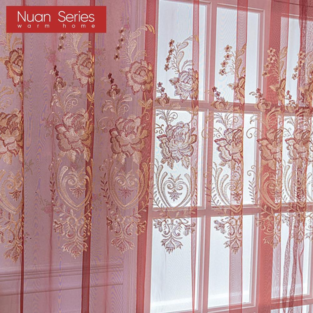 1ks Nuan Series Nordic Modern Style Vyšívaný Jemný Průsvitný Tylový Závěs Do Obývacího Pokoje Ložnice Okno Dekorace Domácí Dekorace