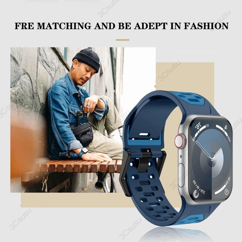 Classic Strap For Apple Watch Band 44mm 45mm 49mm 40mm 41mm 38mm 42mm Soft Silicone Sport Bracelet Iwatch Serise 9 8 7 SE 6 5 9 Ultra 2
