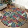 Boho Mandala Runder Teppich Bunter Blumendruck Bereichsteppich für Wohnzimmer Schlafzimmer Stuhl Rutschfeste Fußmatte Zuhause Küche Fußmatte