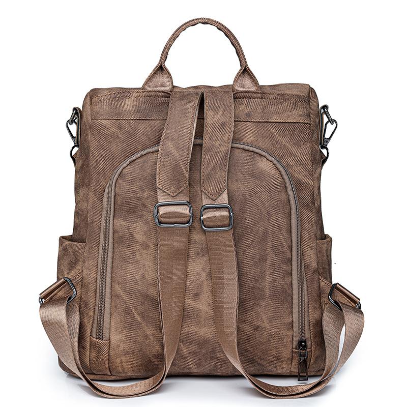 Women's Soft Leather Backpack Large Capacity Student Commuter Schoolbag Tassel Travel Backpack