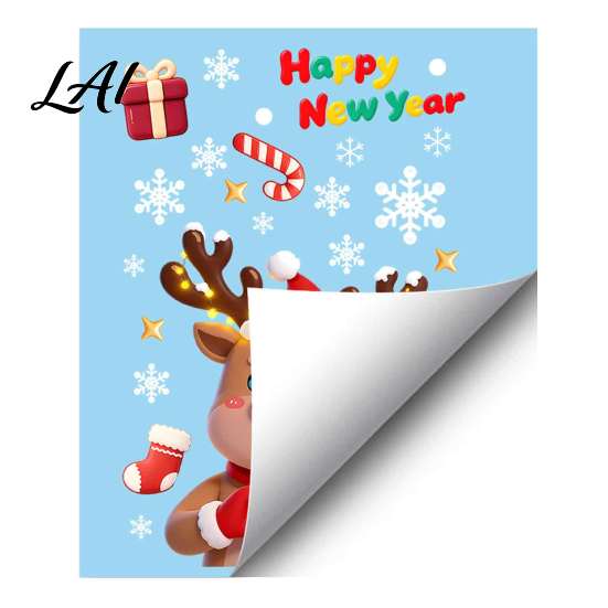 Removable Winter Stickers for Kids Christmas Window Stickers Static PVC Decals with Santa Claus Reindeer Snowman Large Snowflake Balcony Patterns,