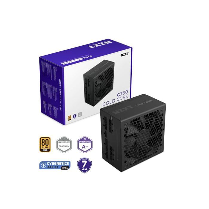 Alimentation modulaire ATX 750W - NZXT - 80 Plus Gold - Cybenetics Platinum - Ventilateur 135 mm - Mode Zero RPM