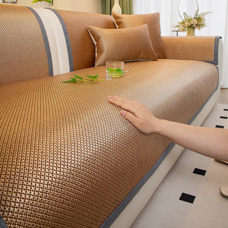 New Modern Simple Rattan Sofa Cushion Summer Sofa Mat Summer Seat Cushion Fixed Cover Towel