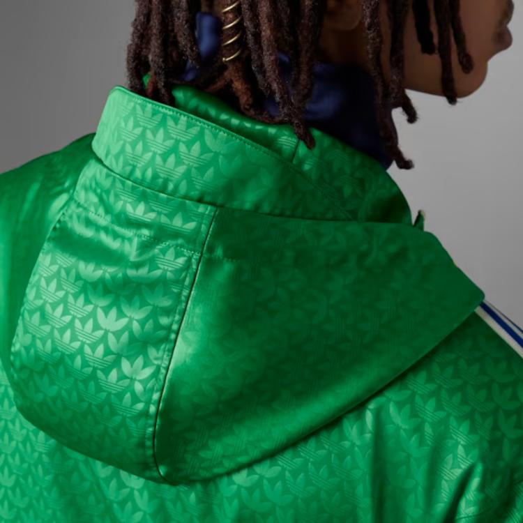 Adidas Originals Trefoil Windbreaker With Logo Print And Drawstring Hood Men Jackets Green IB3440