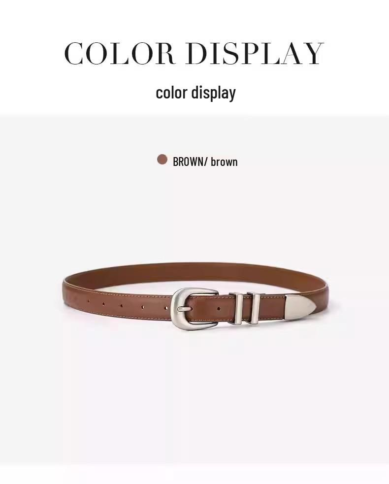 Women's Genuine Leather Cross-Border Waistband: Simple, Versatile, Pure Cowhide Belt for Summer, Black Jeans Style