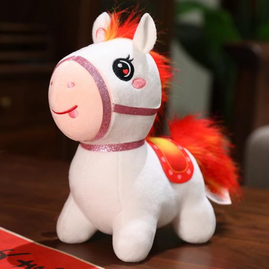 Horse Doll Year of The Horse Chinese Style Plushie Good Luck Pony PP Cotton Filling Zodiac Plush Figurine for Blessings