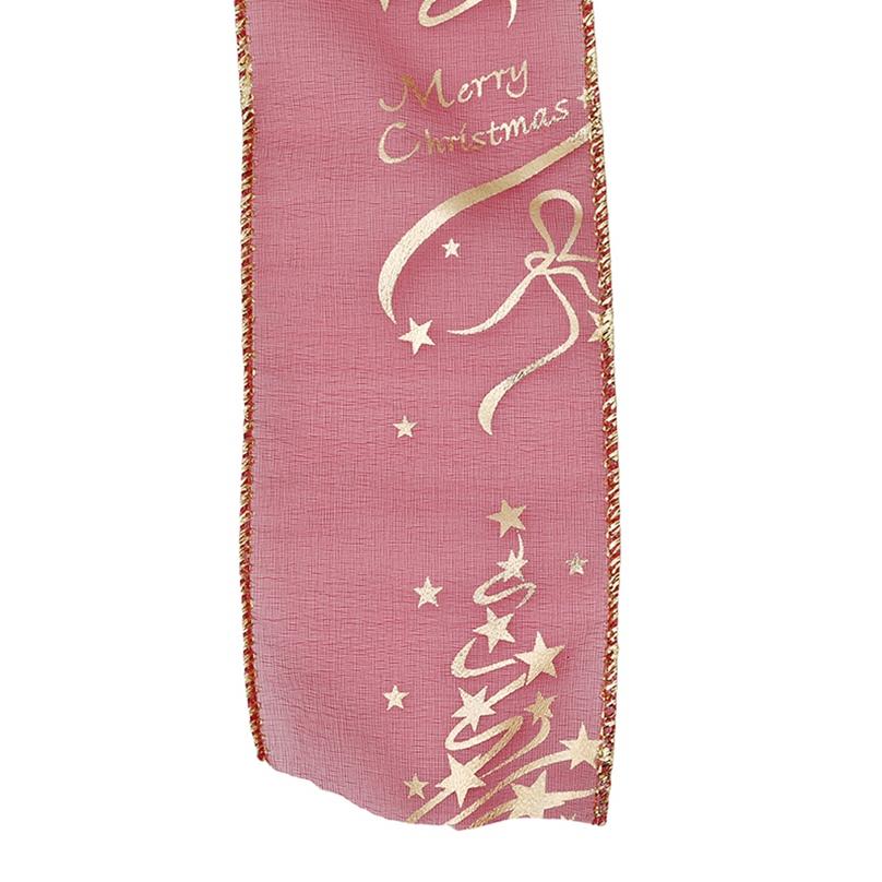 Fashion Creative Red Flower Printing Christmas Ribbon Christmas Tree Decoration