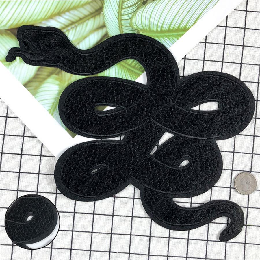 1Pcs Black Snake Embroidery Applique Patch Patches Clothing DIY Repair Apparel Accessories