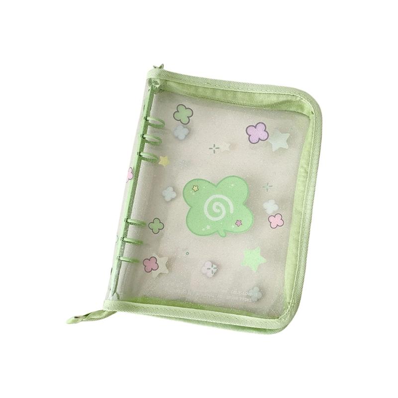 Clear Photo Album Case With Zippered Closures PVC Binder 6 Rings Cover For Kpop Fan Small Card Organization Protectors