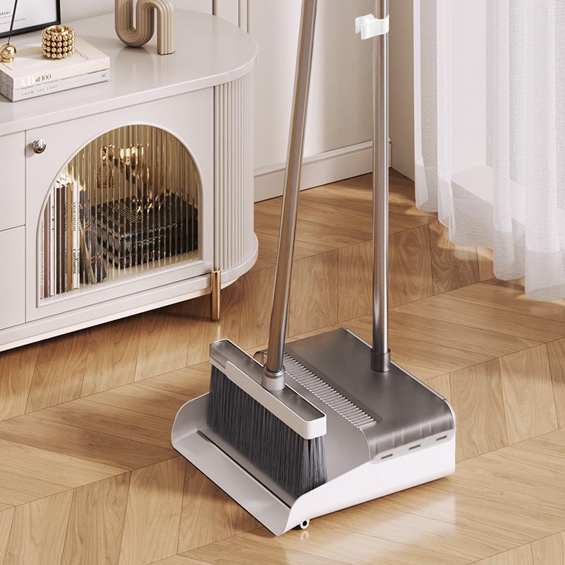 Foldable Rotating Broom & Dustpan Set with Non-Stick Hair and Soft Bristles for Living Room