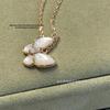Exquisite Natural White Mother-of-Pearl Butterfly Clavicle Necklace for Women