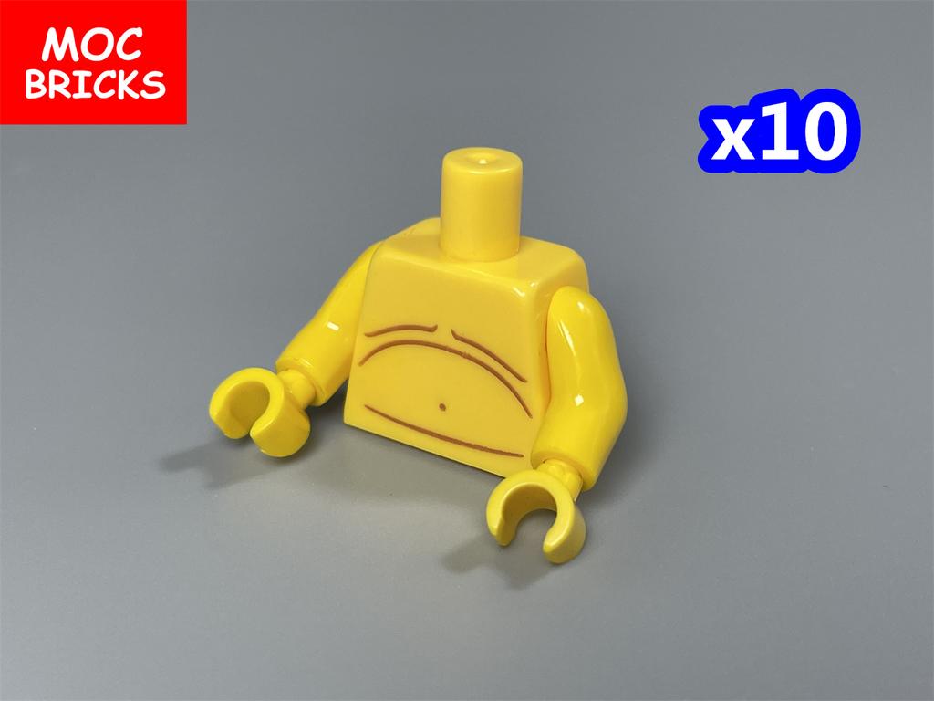 10pcs MOC Bricks Torso Body Man Muscle Pants 4cm Figure Part Particles Assembled Building Blocks Children's Toys