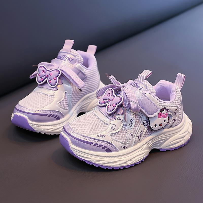 

Hello Kitty Bow Double Mesh Lightweight Sports Shoes for Girls - Breathable Autumn/Winter Sneakers for Medium and Large Children 30 фіолетовий