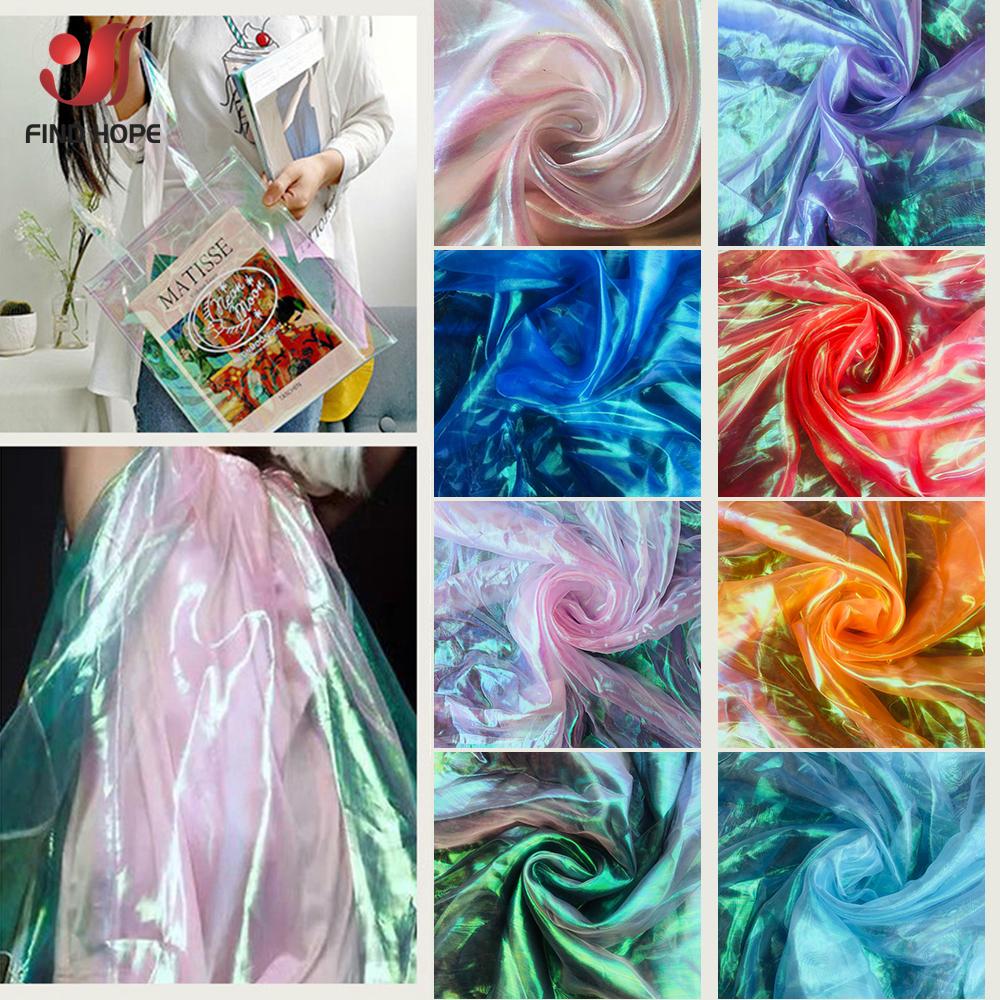 100x150cm Holographic Fluorescent Voile Organza Tulle Fabric Shiny Gauze for Wedding Decor Stage Costumes Doll Clothes DIY Craft