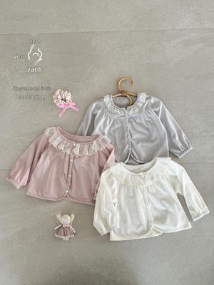 2026 Summer Breathable Lace Collar Long-Sleeve Baby Girl Cardigan