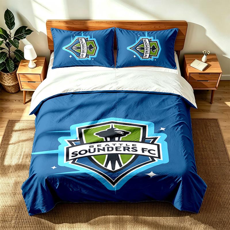 Seattle Sounders FC (1) 3pc Set Suitable for Master Bedrooms Soft and Comfortable an Ideal Gift for Family and Friends Includes One Duvet Cover and Tw