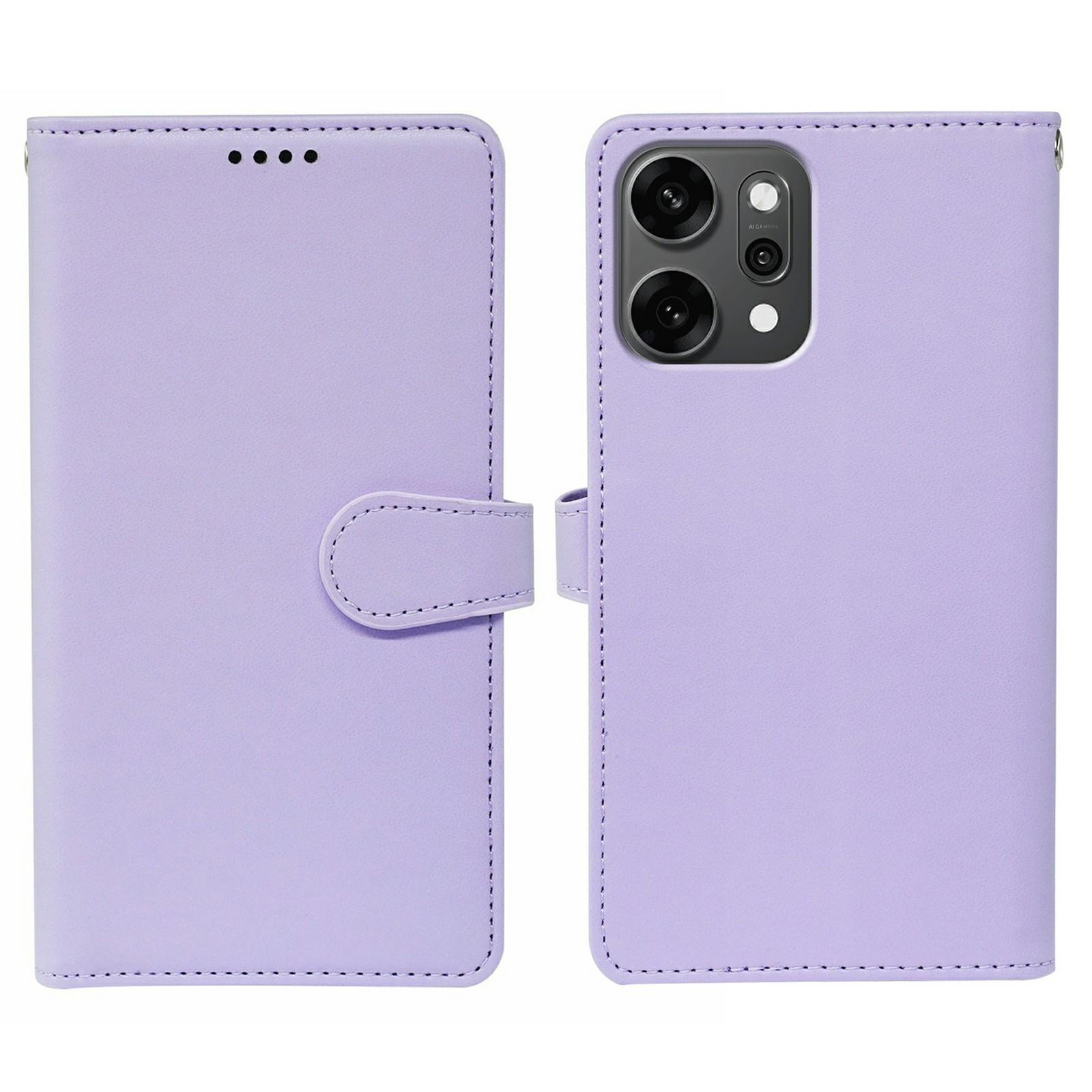 

For Oppo Reno14 Pro 5G (Global) Case with 9 Card Slots PU Leather Stand Phone Cover Purple