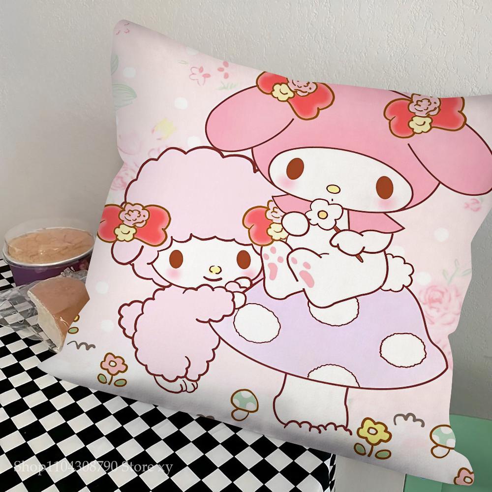 Cartoon My Melody Pillow Case Fashion Square Pillowcase Bedroom Sofa Room Ins Decoration Leisure Cushion Cover 40x40