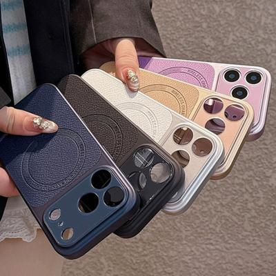 Official Leather Magnetic Phone Case For iPhone 17 Air 13 14 15 16 17 Pro Max Magsafe Luxury Shockproof Hard Protector Cover
