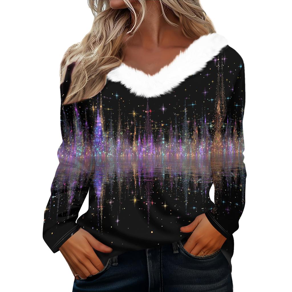 Long Sleeve Shirts For Women Cute Tops Christmas Prints Tees Blouses Casual Plus Size Basic Tops Pullover