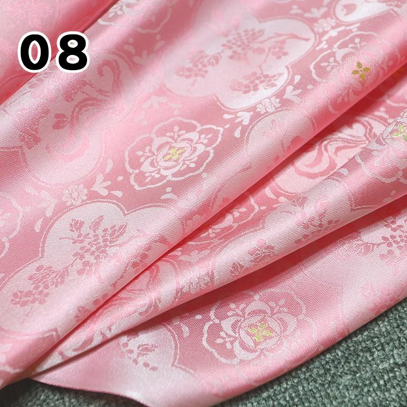 1m High End Jacquard Fabric Small Golden Osmanthus Lotus Flower Brocade Fabric for Cheongsam Horse Face Skirt DIY Sewing